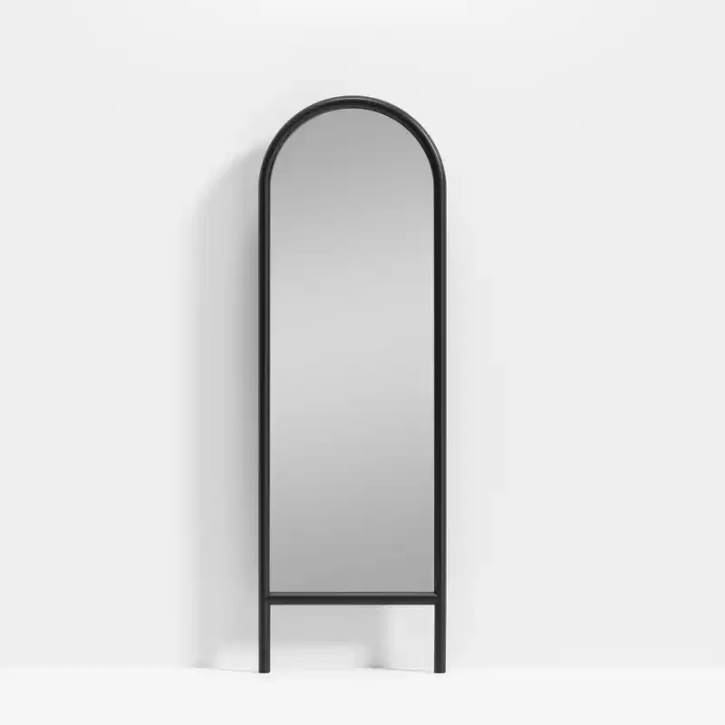 Wood Frame Arch Top Full Length Leaning Mirror