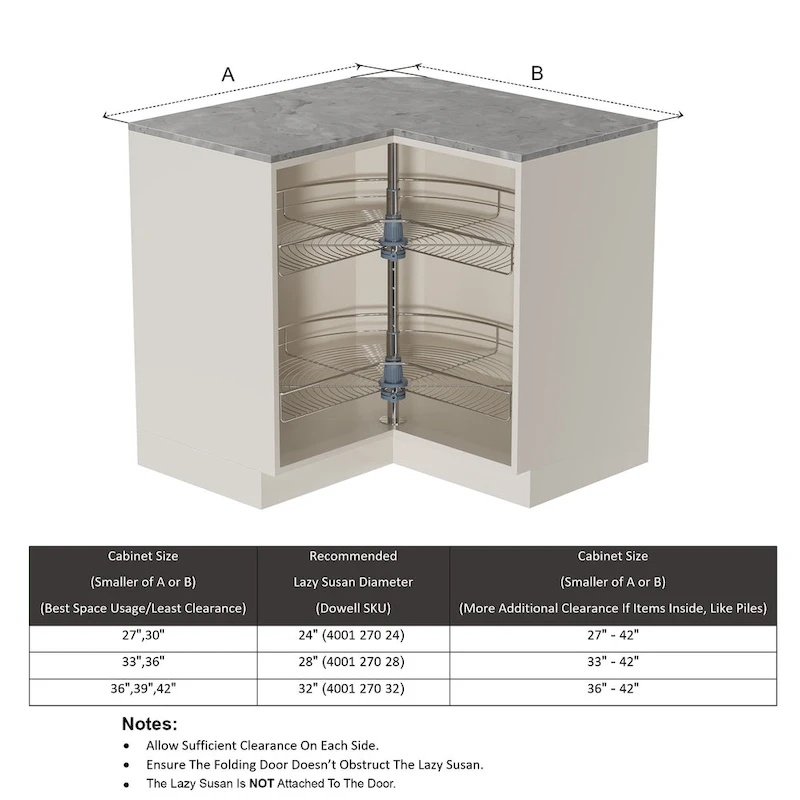 Dowell Lazy Susan 32 Diameter - 270 Degree Double Rack Stainless Steel