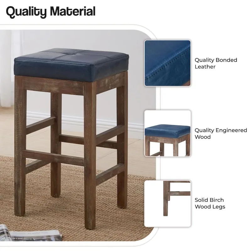 Bonded Leather Backless Counter Stool - 27