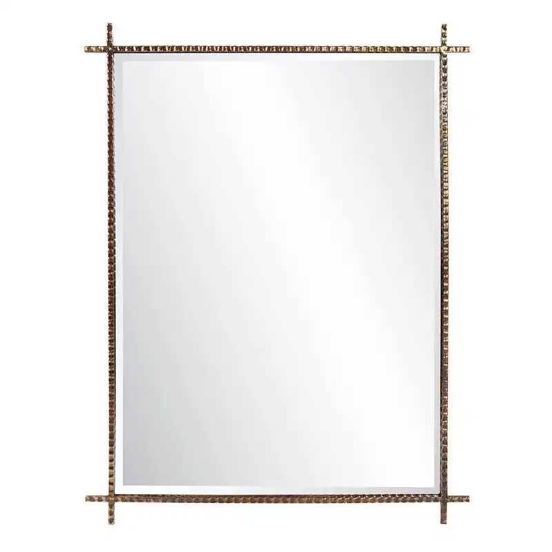 Howard Elliott Allen Andrews Isarno Large Rectangular Decorative Metal Industrial Mirror: 44x34", Iron Frame, No Assembly Required