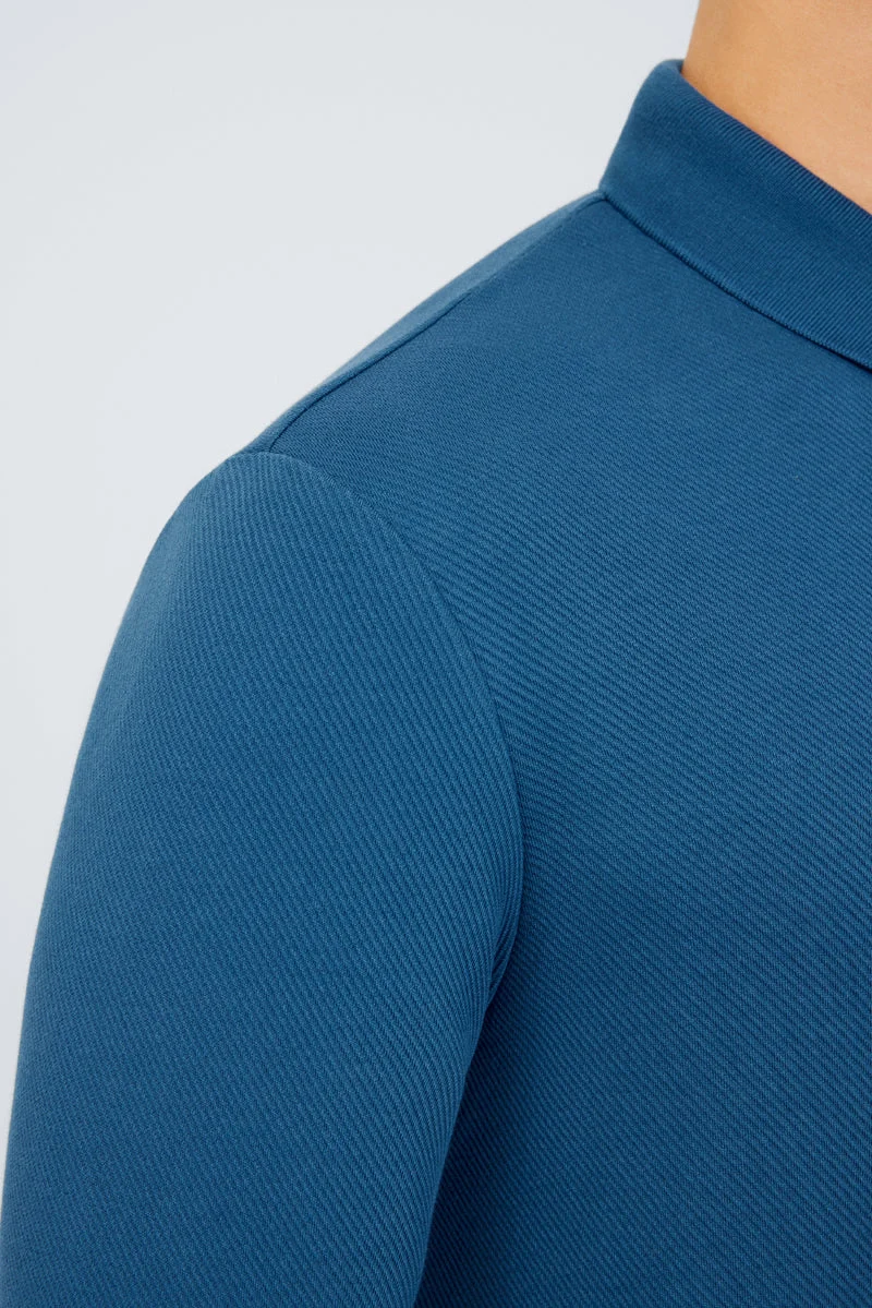 Jacquard Long Sleeve Polo – Teal