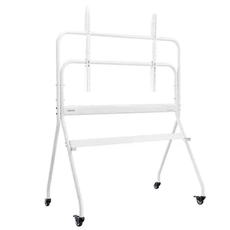 VEVOR Rolling TV Stand, Mobile TV Cart for 35-100 Inch LED/LCD/OLED Flat/Curved TVs, Portable Monitor Stand with Wheels Hold up to 198 lbs, White