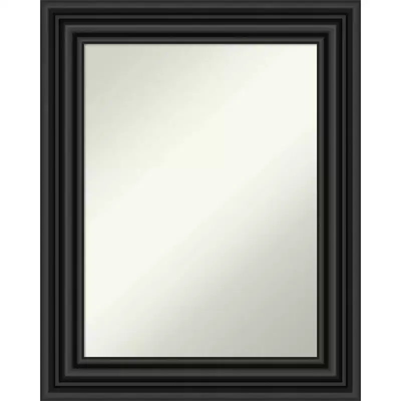 24" x 30" Non-Beveled Colonial Black Wall Mirror - Amanti Art: Modern Rectangle, Polystyrene Frame