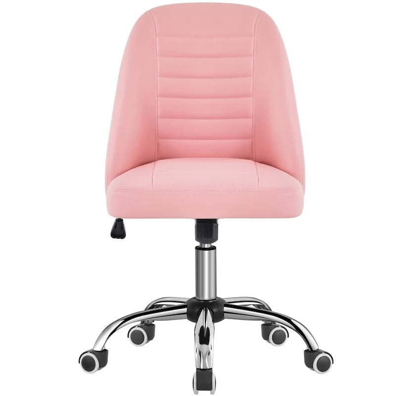 Yaheetech Faux Leather Mid Back Desk Chair Modern Tufted Armless Office Chair - N/A