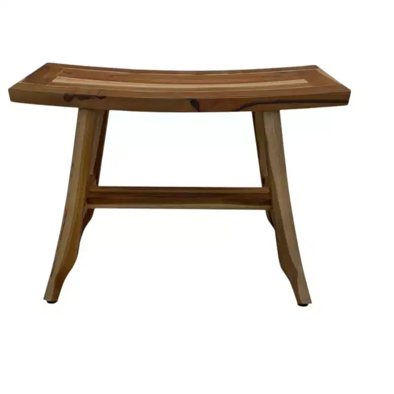HomeRoots 24 Brown Teak Rectangular Shower Bench