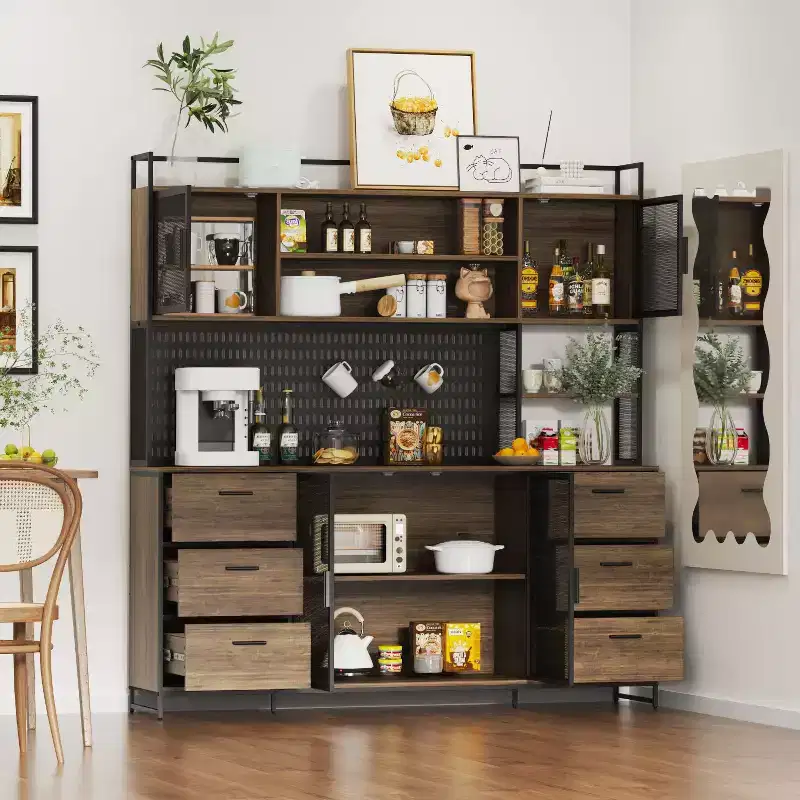 Brown Kitchen Cabinet Kitchen Sideboard with Shelf Shelf