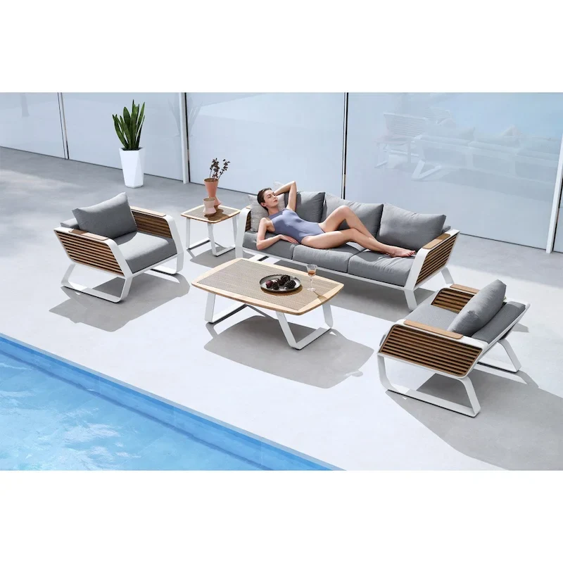 Wing Outdoor Furniture Conversation Set for 5 - Series 2049 - Gary & White