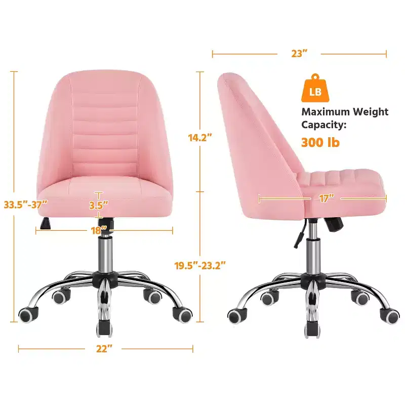 Faux Leather Mid Back Home Office Desk Chair with Chrome-plated Metal Base