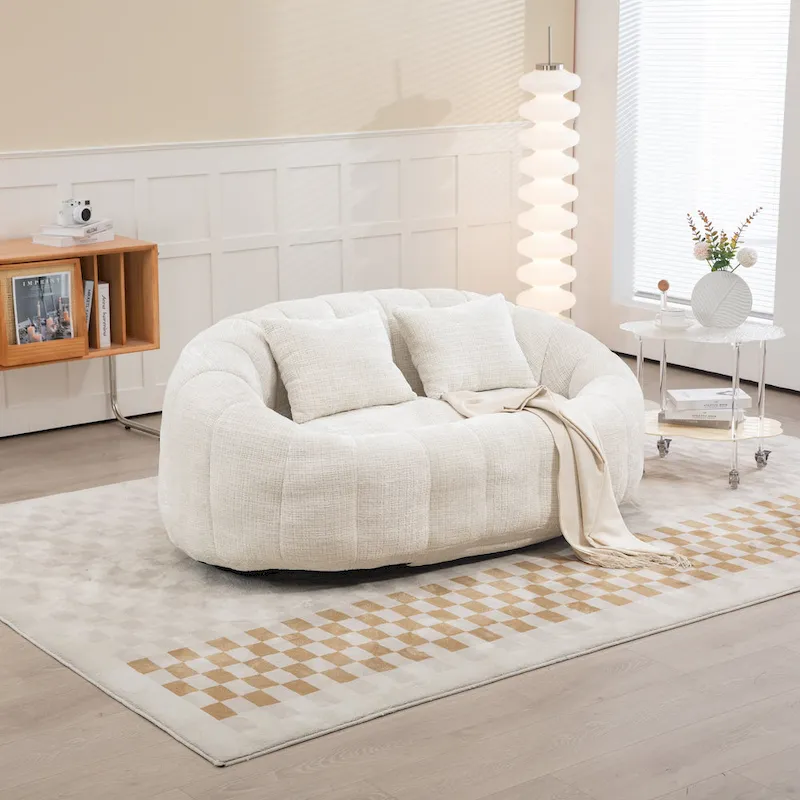 GDFStudio - Laurel Chenille 2-Seater Lazy Sofa with High-Density Foam and Oversized Comfort