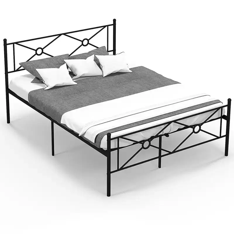 Full/Queen Size Metal Platform Bed Frame with Headboard