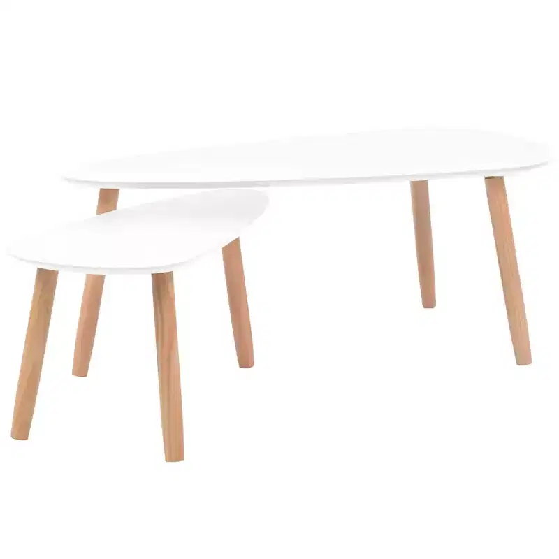vidaXL Coffee Table Set of 2 White Solid pinewood, MDF Medium Durable
