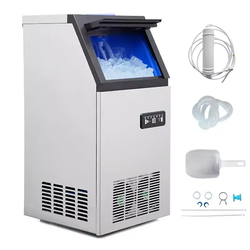 Acekool Commercial Ice Maker - 120Lbs/24H Stainless Steel Undercounter with 24Lbs Storage, LCD Control Panel