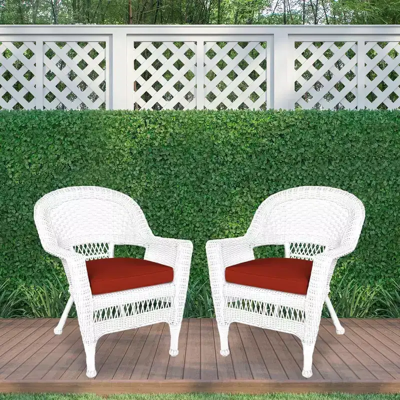 HomeStock Zen Zone Chair Set of 2, Durable Resin Wicker, Weather-Resistant with Cushions