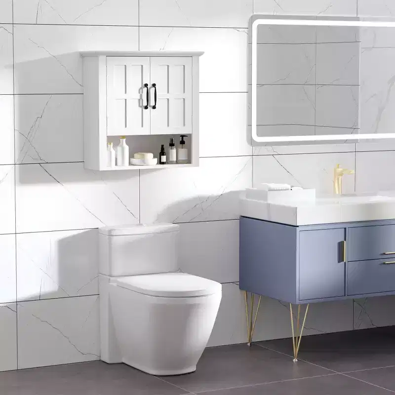3-Tier Medicine Cabinet, Bathroom Wall Cabinet with Adjustable Shelf and 2 Doors for Hallway, Living Room, White