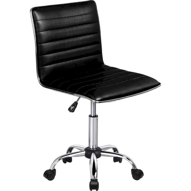 BOSSIN Adjustable Home Office Chair, Mid-Back Armless Ribbed Swivel Task Chair,Vanity Chair for Small Space, Livingroom Make-up