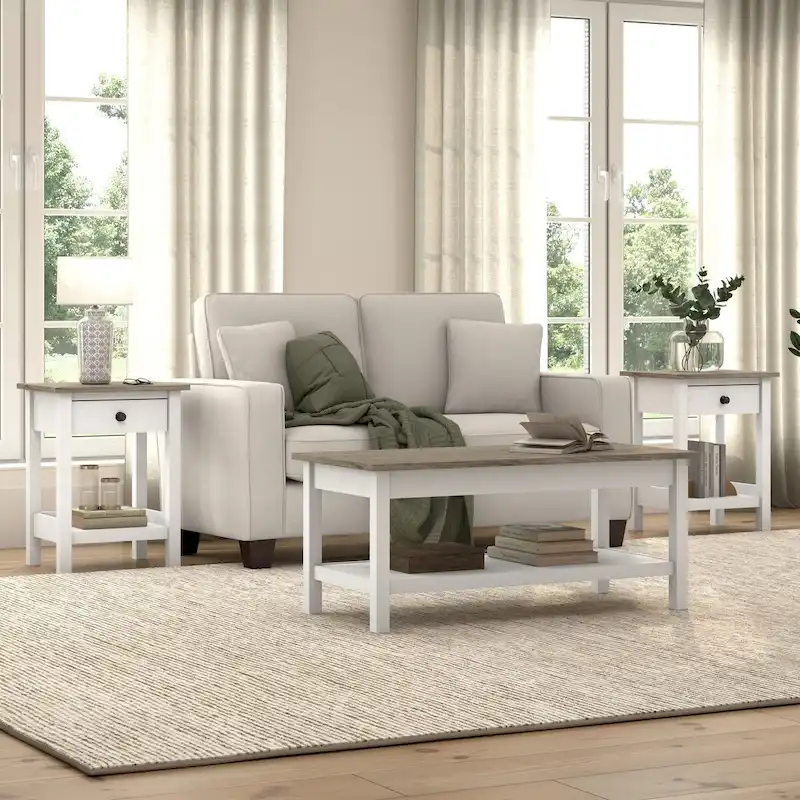 Bush Furniture Mayfield 60W TV Stand with Doors and Shelves.