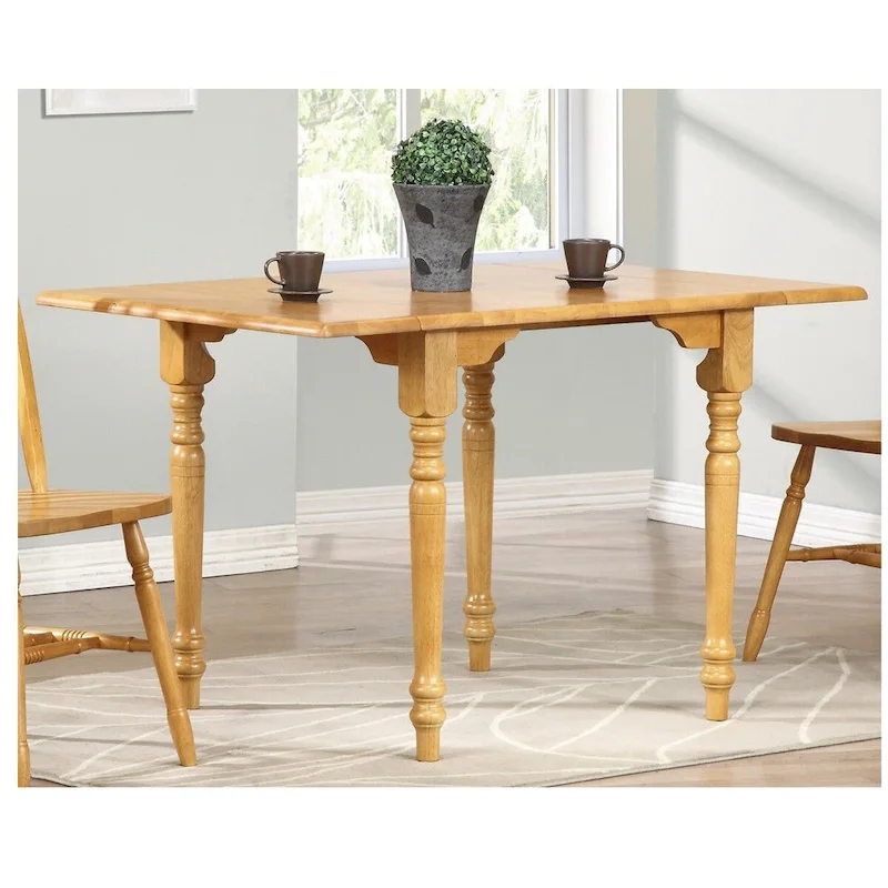 72   Light Oak Finish Drop Leaf Solid Extendable Dining Table