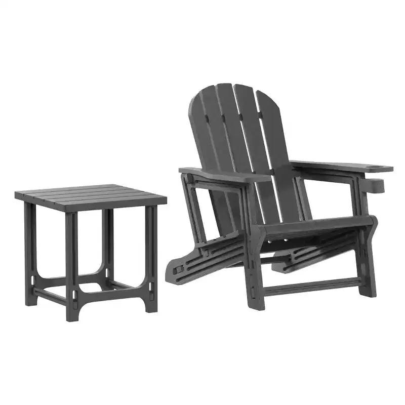 WestinTrends Azura 2-Piece HDPE Plastic Adirondack Patio Chair With 18 Side Table Set
