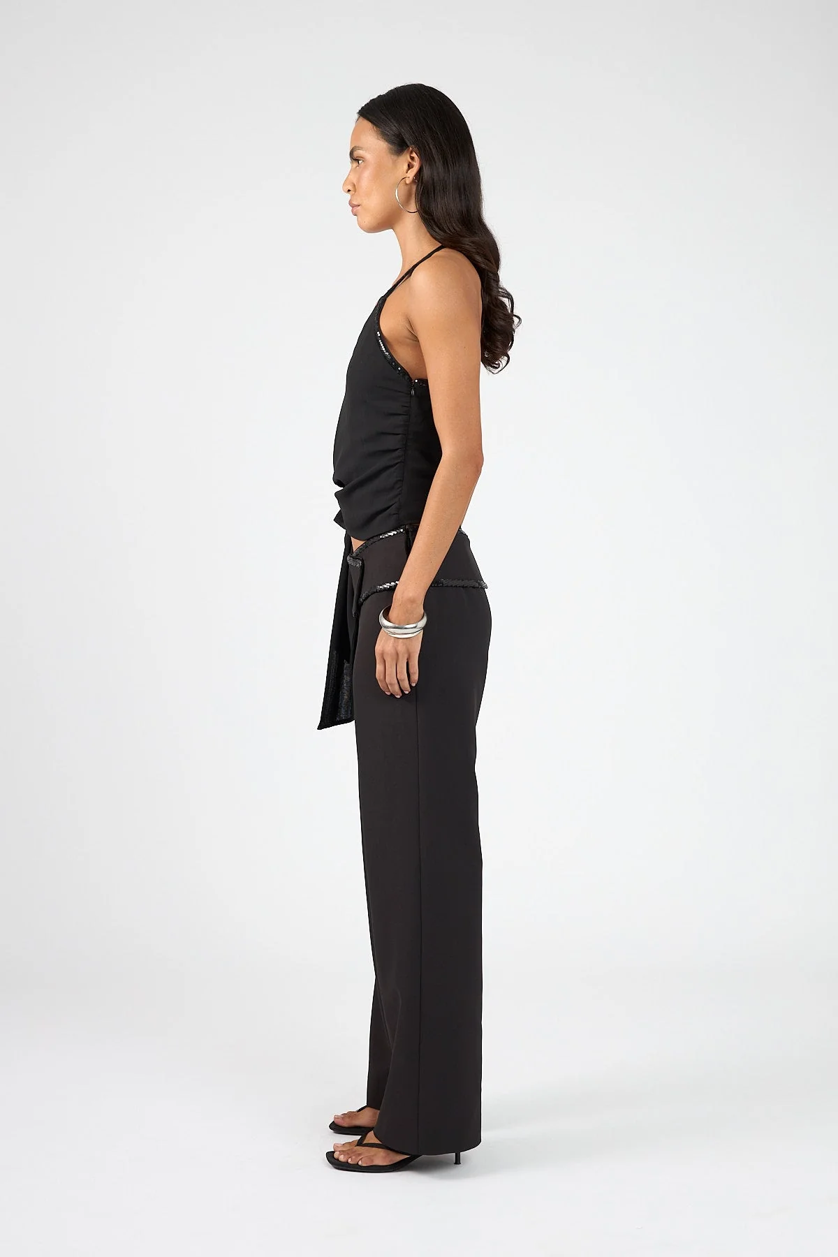 Mid Rise Pants Black