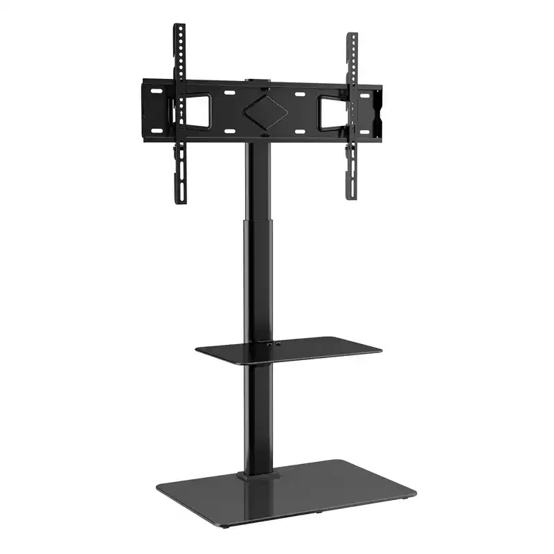 Swivel Tall TV Stand Mount for 32 to 65 inch TVs, Height Adjustable, Tempered Glass Base