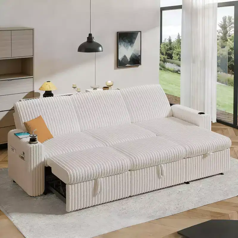 Dyonery Modular Sectional Sleeper Sofa with Pull Out Couch Bed Convertible Couch with Storage Chaise & Side Pocket,for Living Room Apartment