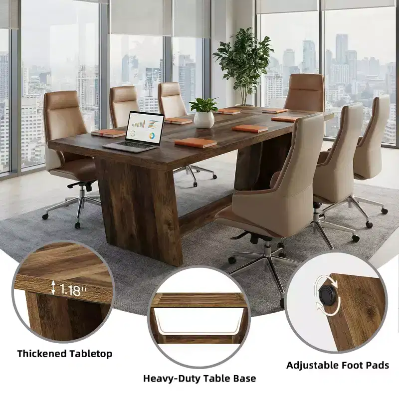MAYEERTY 70.8 Wood Executive Desk, Modern Study Computer Writing Table