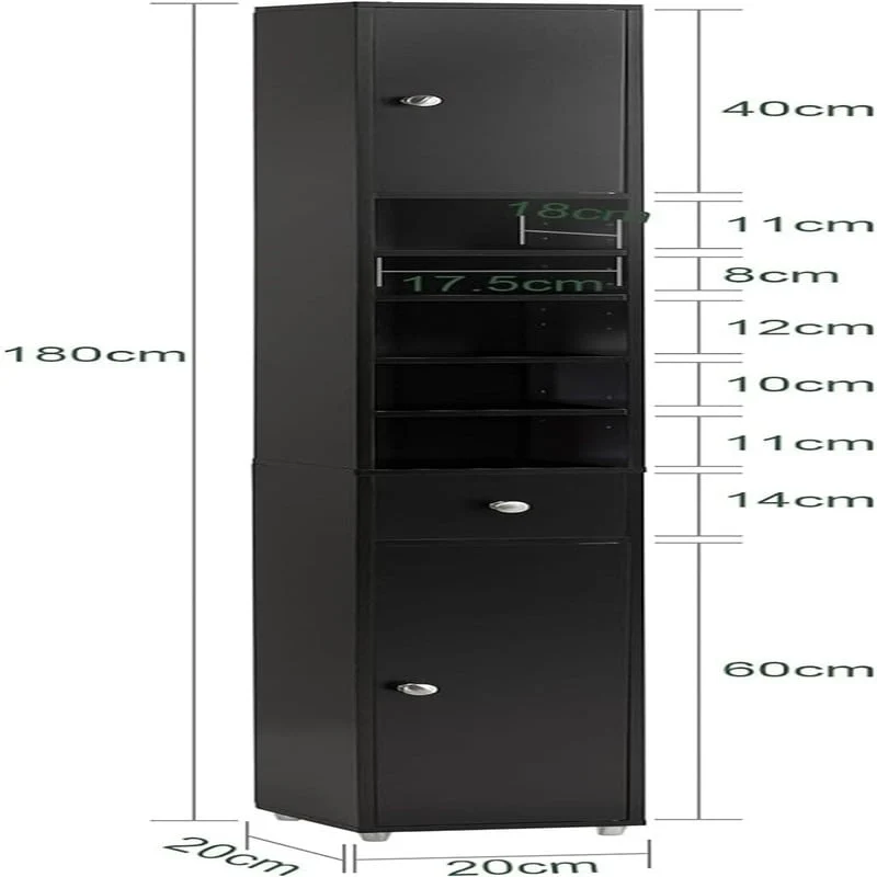 Black Bathroom Tall Cabinet - 7.87D x 7.87W x 70.87H