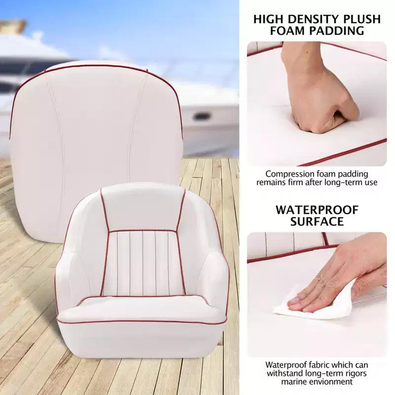 Pontoon Boat Captain Chair  Ergonomic Bucket Seat with Compression Foam Padding and Durable Molded Plastic Frame