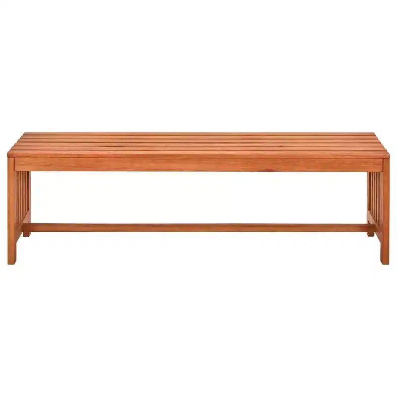 vidaXL 51.2 Weather-Resistant Solid Eucalyptus Wood Patio Bench, Easy-to-Clean Outdoor Garden Furniture with Natural Finish