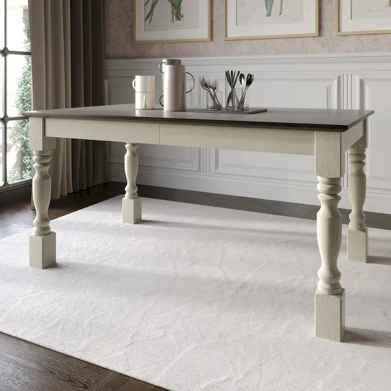 Mid-century Elegant Two-tone Dining Table - Grey