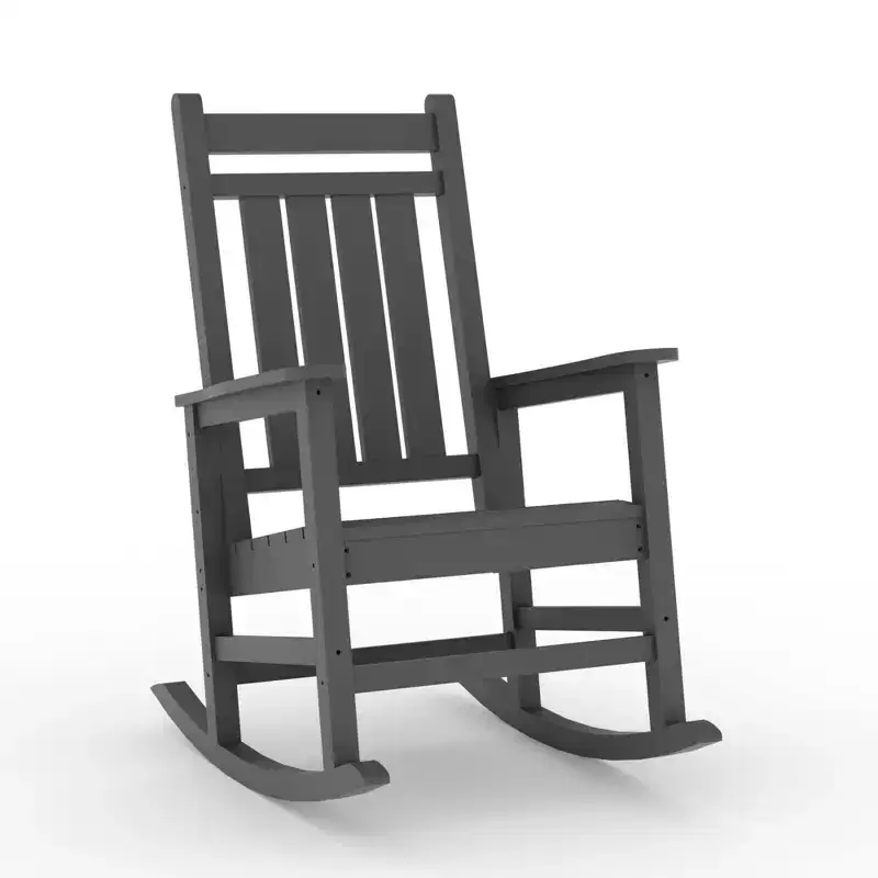 Oversized HDPE All-Weather Rocking Chair  High-Back Patio Rocker with Weather-Resistant Poly Plastic, Ideal for Porch, Deck & Garden, Blue