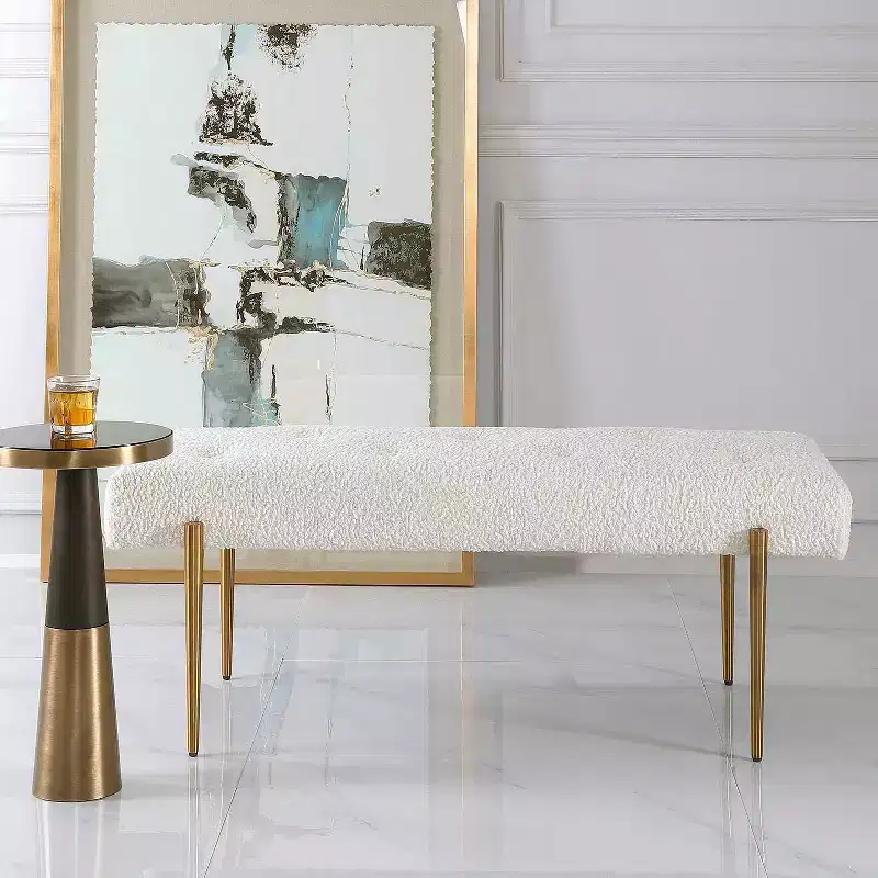 Uttermost Olivier 49 1/2 Wide White Button-Tufted Modern Accent Bench