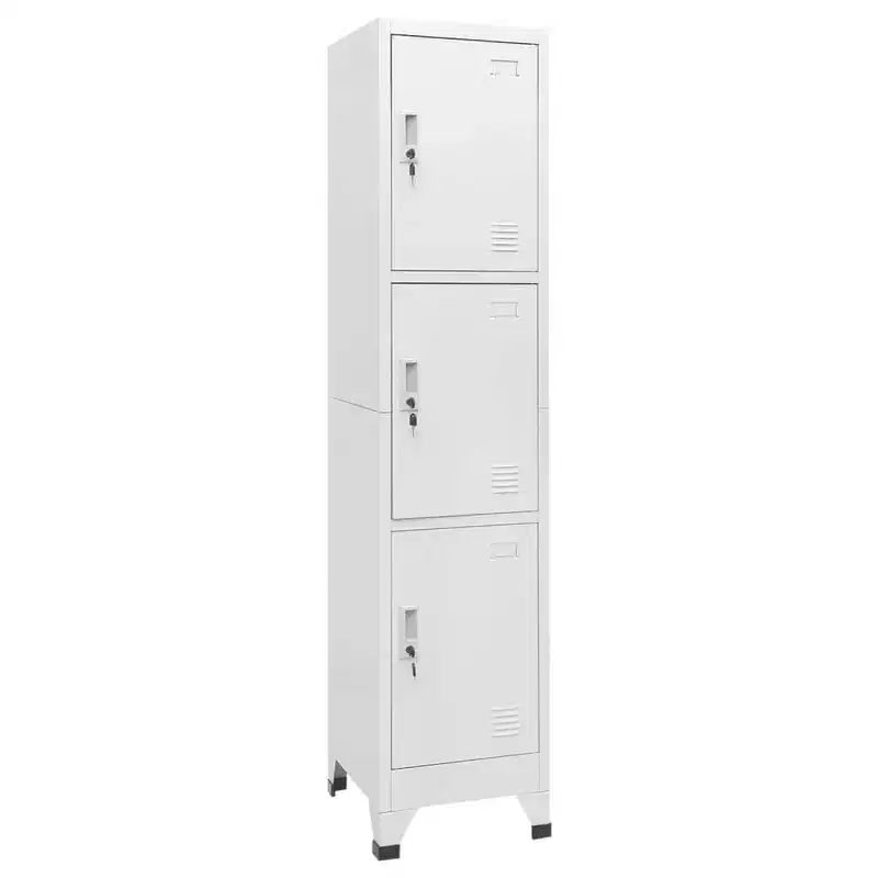 Steel Locker Cabinet with 3 Compartments - Resistant, Easy Assembly, Secure Storage, and Easy Cleaning