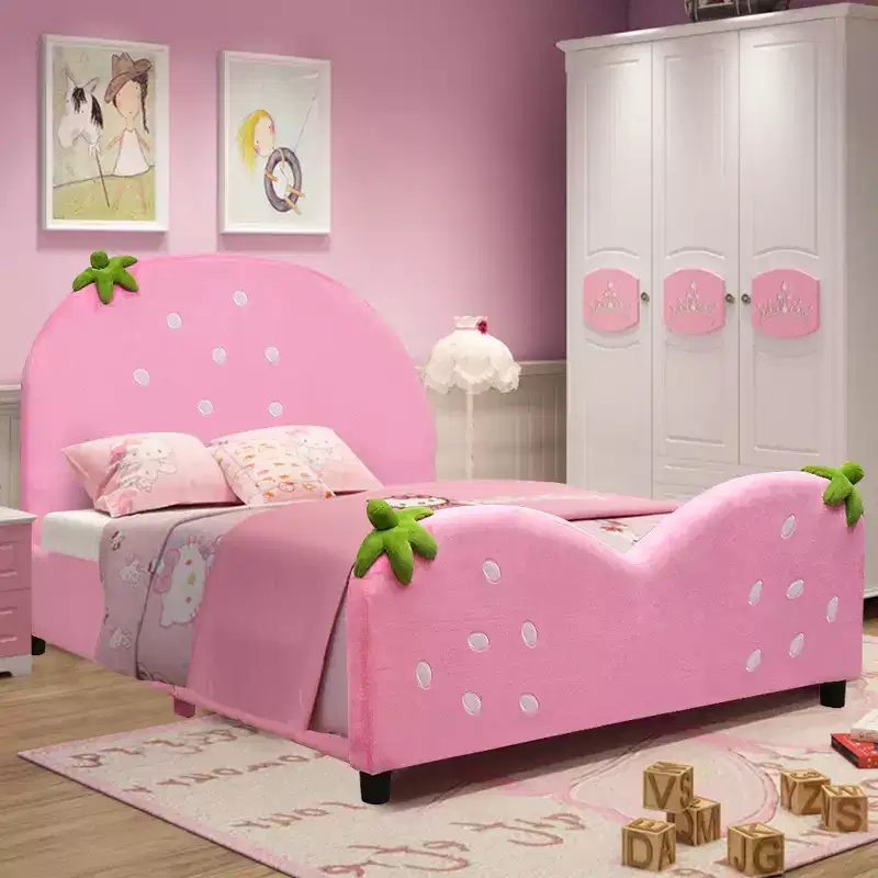 MDF Velvet Upholstered Kids Platform Toddler Bed 42