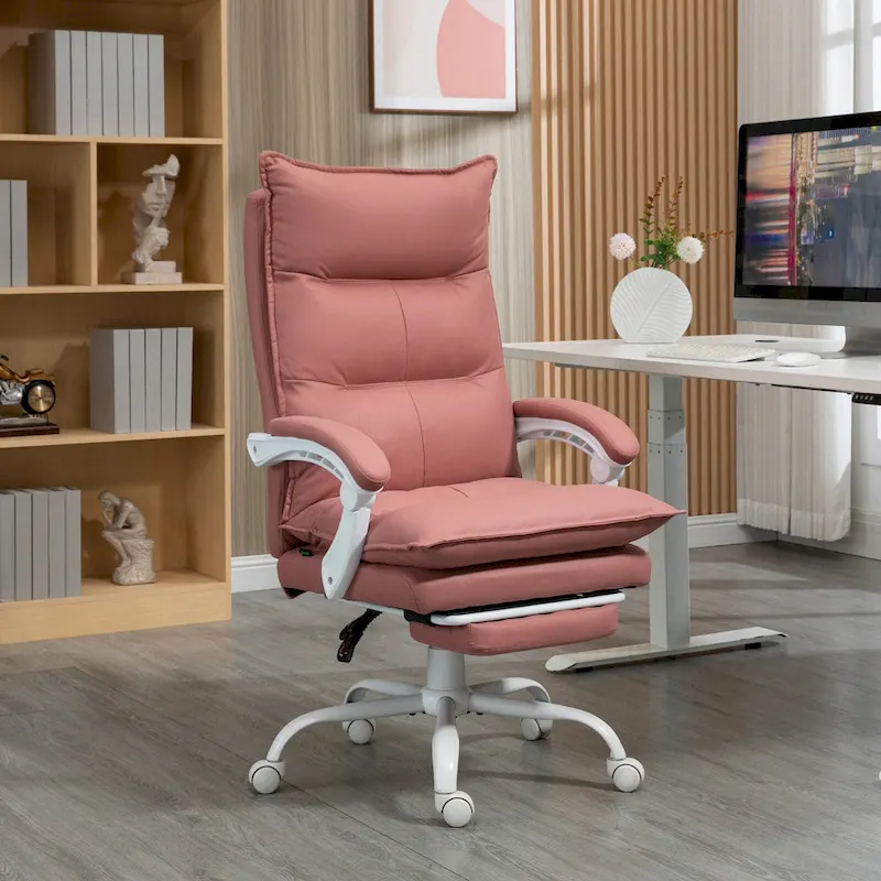 Vinsetto High Back Massage Office Chair with 6 Vibration Points, Heated Reclining Microfiber Computer Chair with Footrest