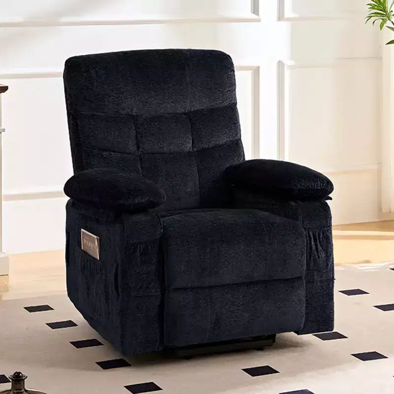 Mjkone Large Size Velvet Power Lift Recliners Chair With Lumbar Heating And 8-Point Vibration Massage,Armchair For Elderly