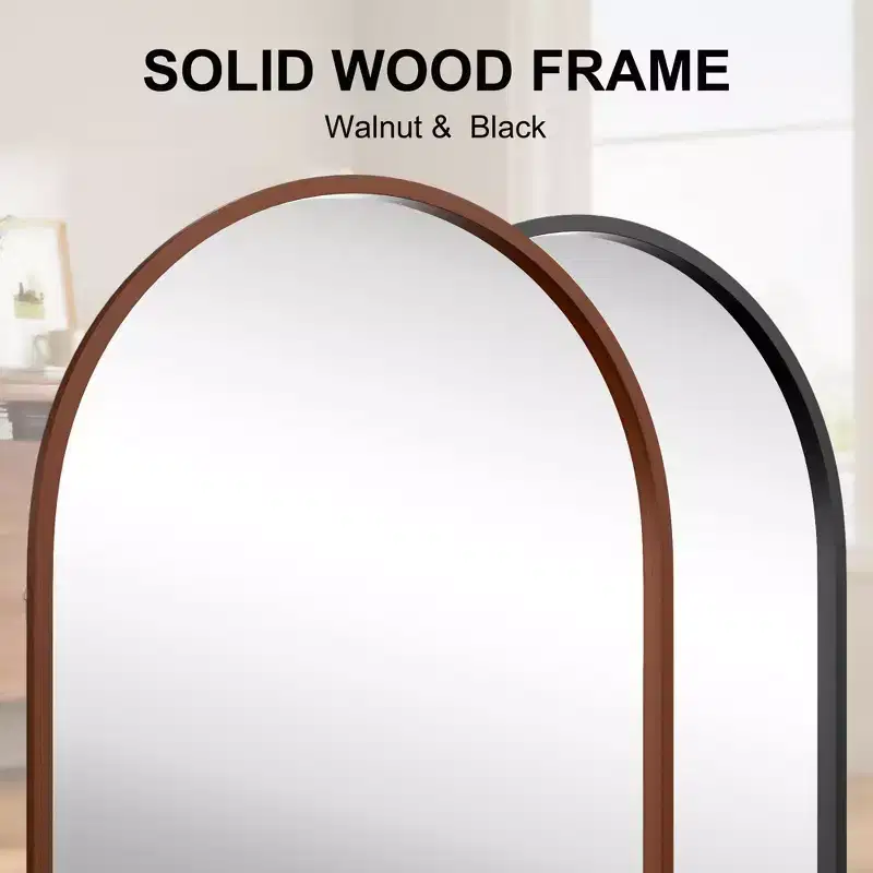 Solid Wood Straight-Edge Rectangular Full-Length Mirror - Black Frame 180x90x2cm (Stand Not Included)