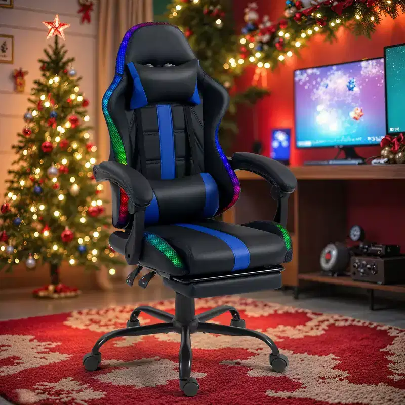 EROMMY Gaming Chair With Massager & Footrest