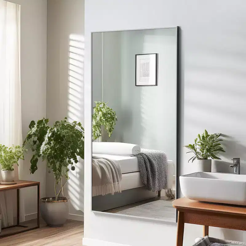 Silver Aluminum Alloy Minimalist Rectangular Mirror 150x90x2cm