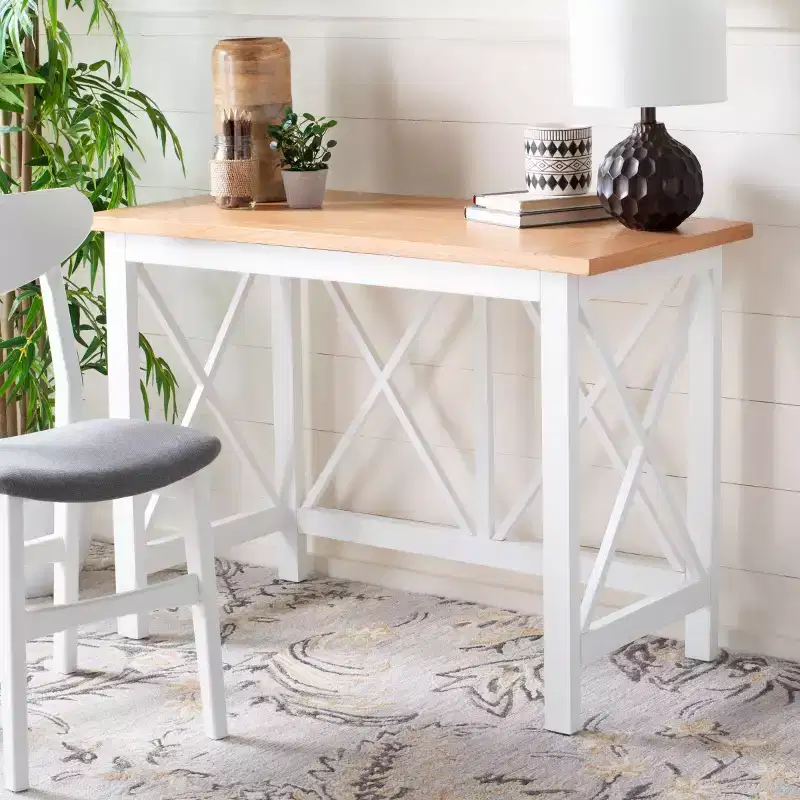Freyr Desk - DSK5008 - Natural/White - Safavieh