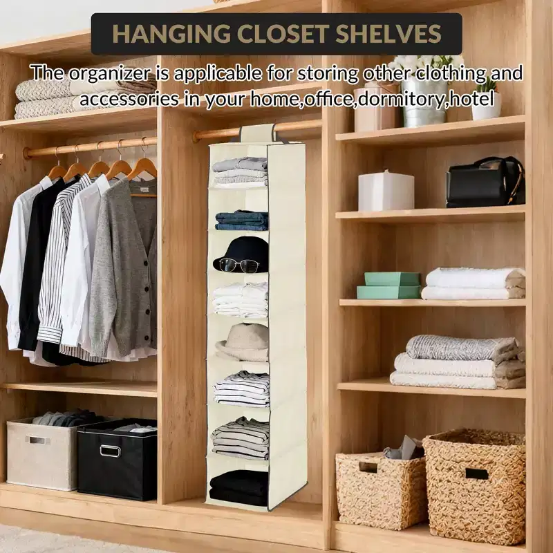 COZONY 3 Pack Hanging Shoe Organizer for Closet, 8-Shelf Storage Holder w/ 2 Hooks, No Tools Needed Installation, Space-Saving Shelf for Shoes&Purses
