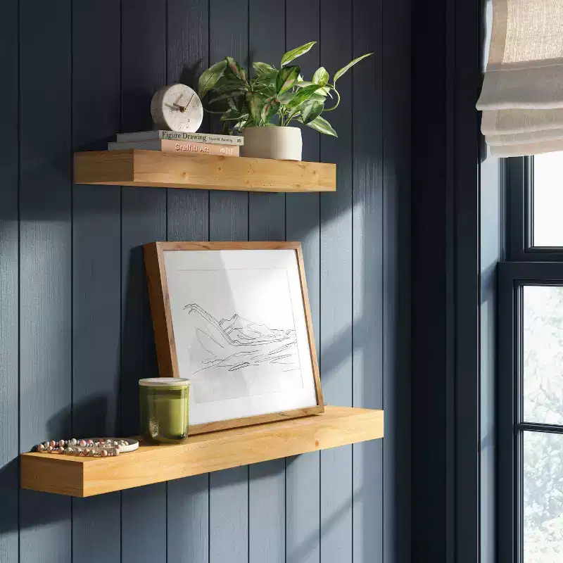 36 Inch Floating Wood Wall Shelf