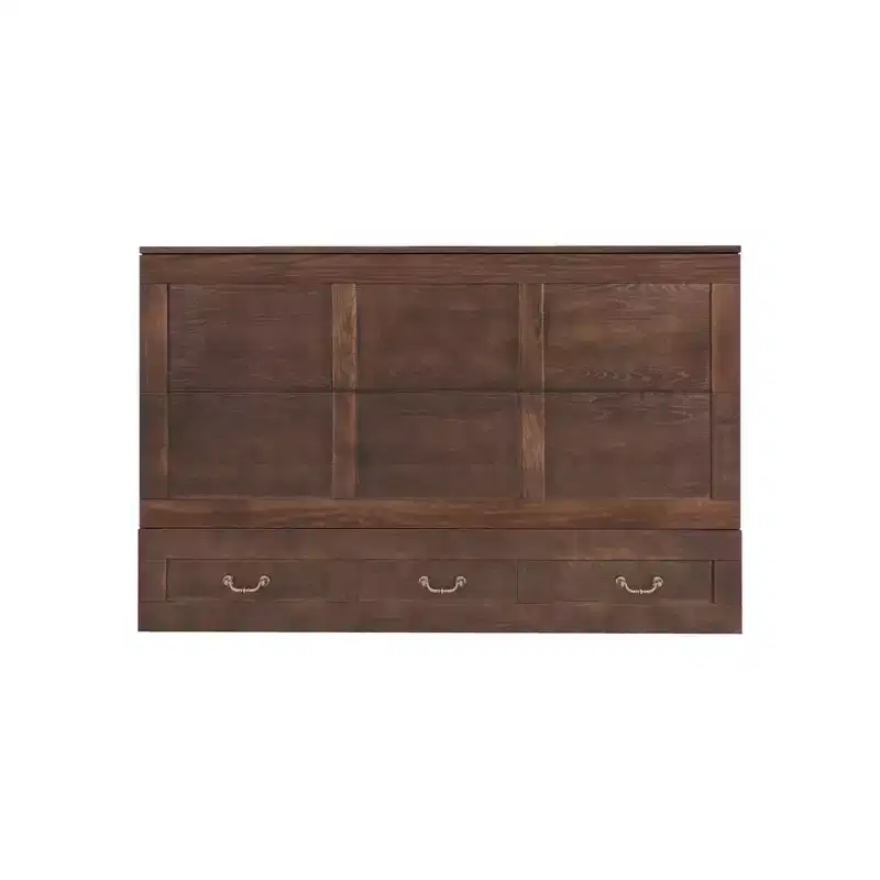 Keloyid Haimyy Solid Wood Frame Queen Murphy Bed Chest with Built-in Charger and 2 Strong Drawer
