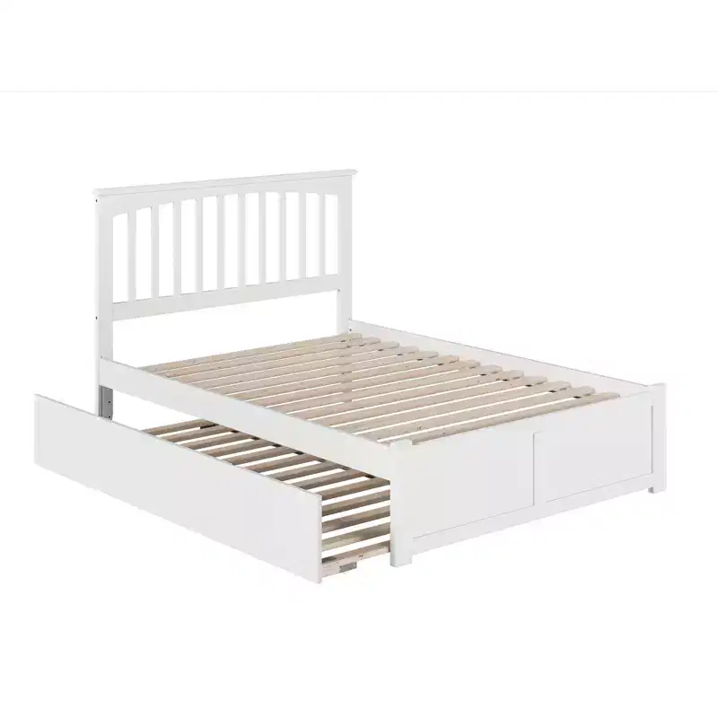 44.29 in.H White Full Size Platform Bed with Trundle