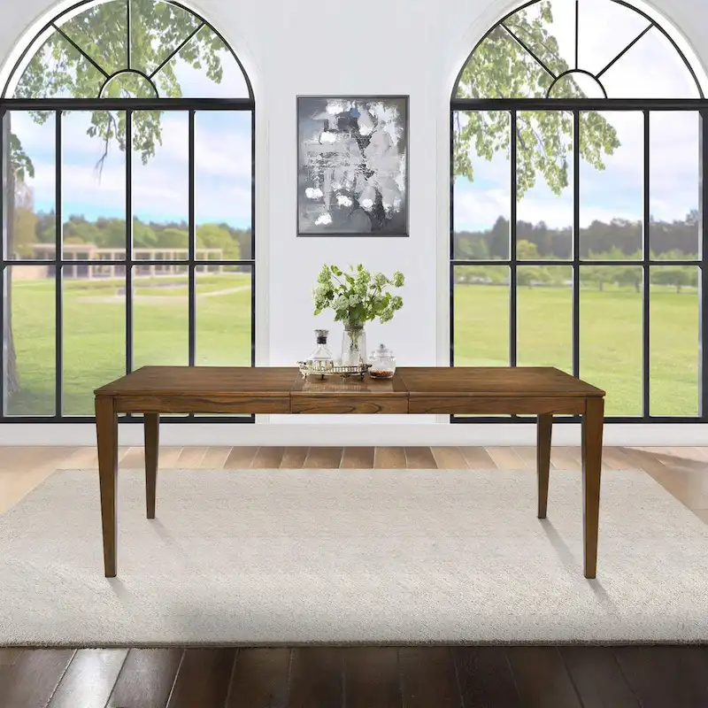 *Limited* Zarbel 6-8 People Rectangle Dining Table Modern Farmhouse Solid Wood Expandable Leaf Table Kitchen Dining room