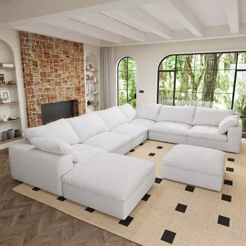 Large size modular cloud sofa 8 seater down sofa bed apartment living room sofa (8seater)