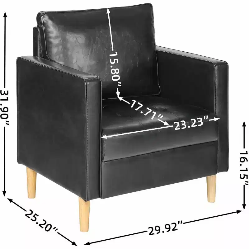 TYBOATLE Decor Linen Comfy Round Arms Chair Set of 2 for Living Room, Reading Leisure Chair with High Back for Living Room Bedroom Waiting Room, Black