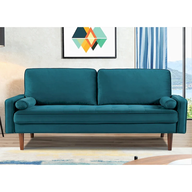 Monahan 70W Wood Frame Velvet Tufted Sofa