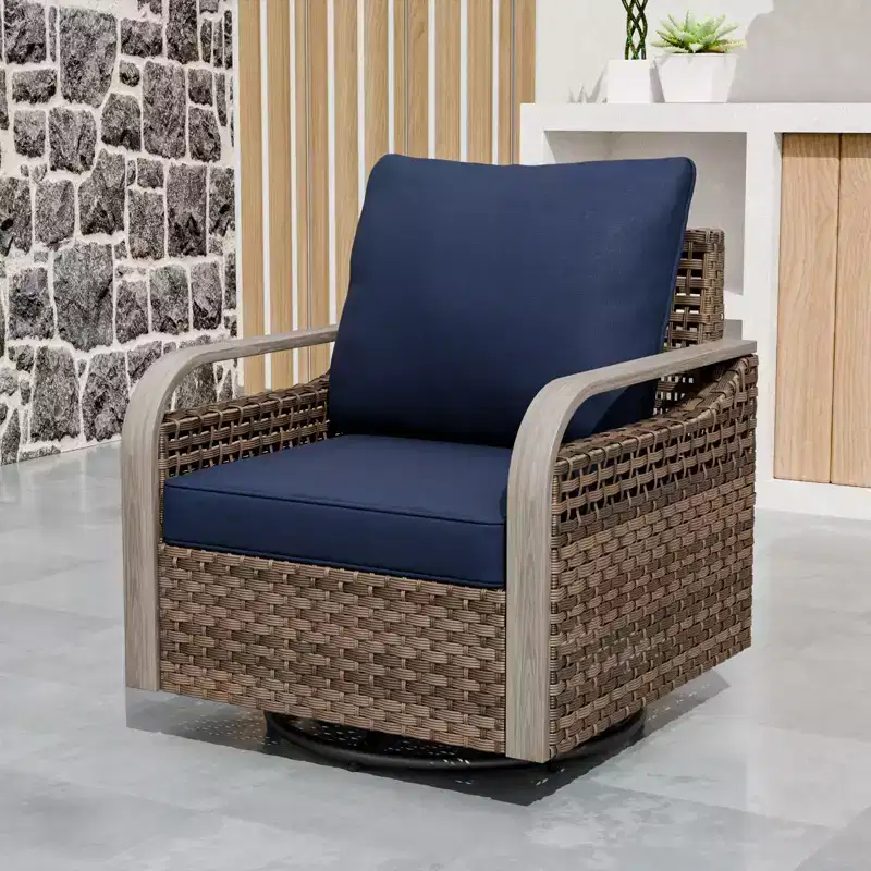 EAGLE PEAK Rocking Chair, Swivel Rocker, Rattan Patio Furniture, 1 Chair