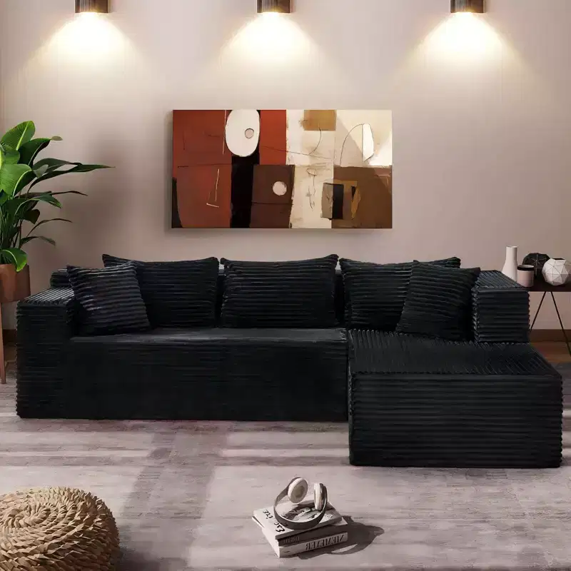 COZONY 106 Modular Cloud Sectional Sofa with Deep Seat, Soft Corduroy, Left-Facing Chaise, Boneless Design